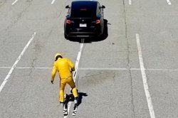 Man skis across asphalt parking lot at 69 mph