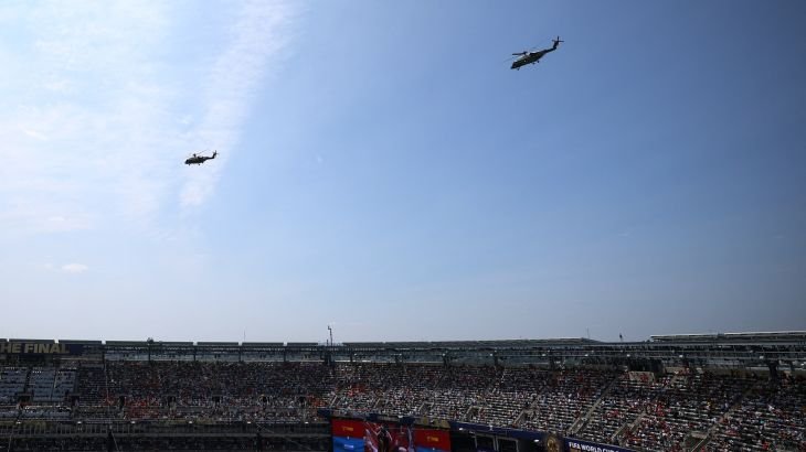 A bird’s-eye view as Donald Trump arrives for the World Cup final