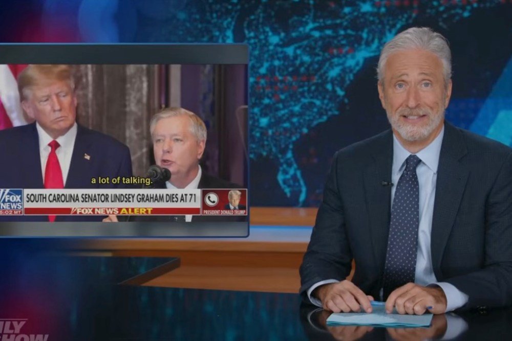 Jon Stewart Slams Donald Trump’s Reaction to Lindsey Graham’s Death