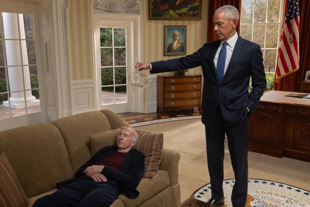 Behind the Scenes of Obama’s Acting Cameo in ‘Life, Larry’: Blaming Larry David for His Tan Suit Debacle, Improvising Lines and Ranting About Ketchup