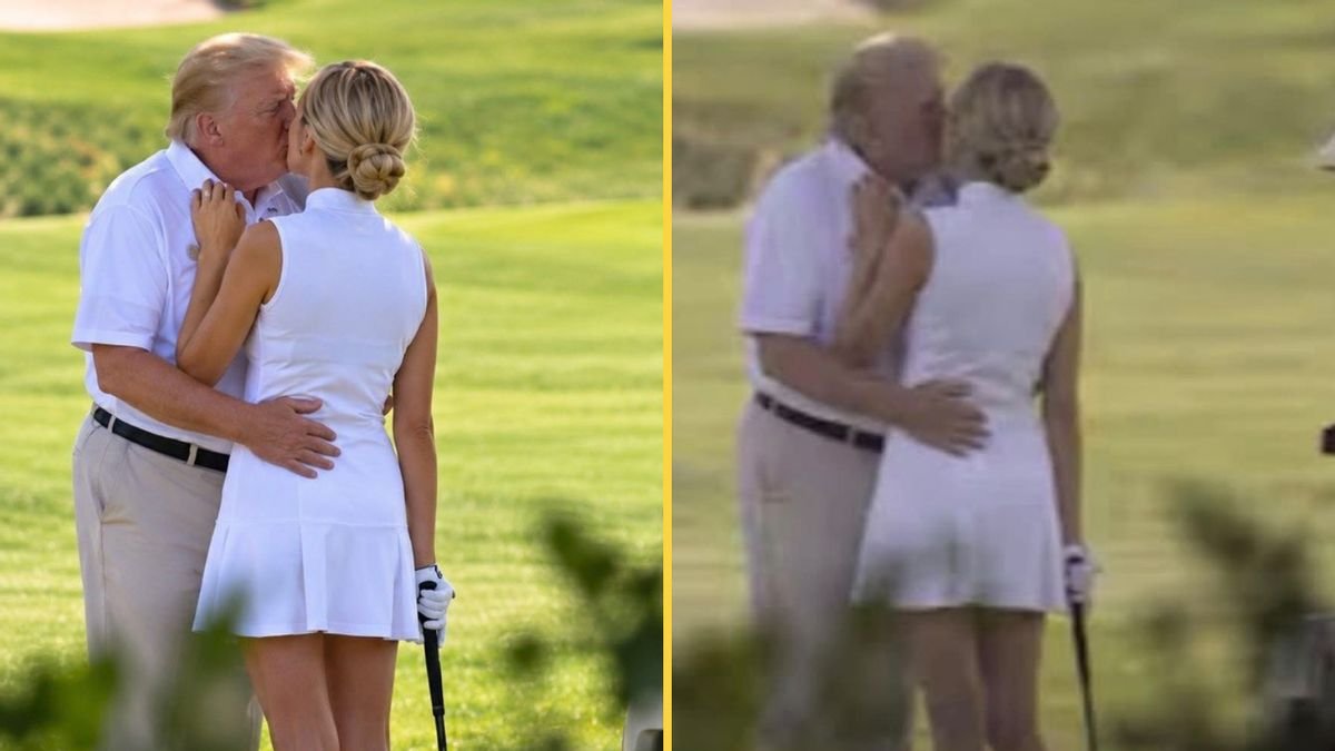 Is image of Trump kissing Natalie Harp on golf course real?