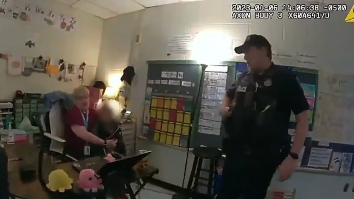 Bodycam shows six-year-old threatening police after abusing and shooting teacher at school
